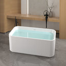 Rectangle Linear Freestanding Soaker Tub With Pop Up Drain, Double Wall Insulated Construction - Gloss White by HouseOfZazla