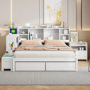 Platform Bed With Multi Functional Storage Space, Nightstand, 2 Drawers, USB Ports And Desk by Unique Piece Furniture