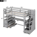 Loft Bed With Desk, Shelves, 2 Drawers, Storage Staircase by HouseOfZazla