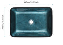 18.125" L -13.0" W -12.0" H Handmade Countertop Glass Rectangular Vessel Bathroom Sink Set in Blue Glass with Matte Black Single-Handle Single Hole Faucet and Pop Up Drain