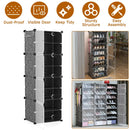 8-Tier Shoe Rack Organizer Stackable Free Standing Shoe Storage Shelf Plastic Shoe Cabinet Tower with Transparent Doors for Heels Boots Slippers Entry