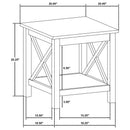 Skyview Square Pine Wood Side End Table with Shelf White