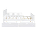 Platform Bed With Guardrails On Both Sides And 2 Storage Drawers