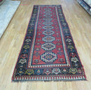 3' 3" X 10' Hand-Knotted Antique Handmade Caucasian Kazak Wool Runner Rug