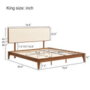 King Size Solid Dry Bamboo Wood 12" Platform Bed With Adjustable Bamboo Headboard - Brown by HouseOfZazla