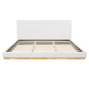 Solid Rubber Wood Platform Bed with Upholstered Headboard by HouseOfZazla