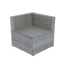 6 Pieces PE Rattan sectional Outdoor Furniture Cushioned Sofa set Grey Wicker, Dark Grey Cushion