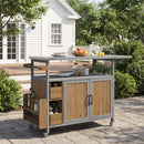 54.33" Farmhouse Rolling Outdoor Kitchen Cart