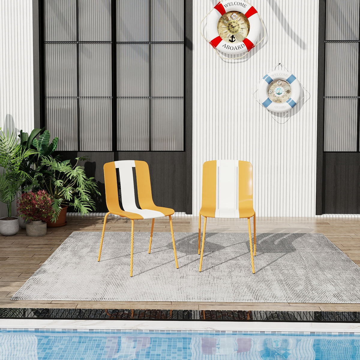 Modern Striped Blocking Single Chairs Set of 4, photo 6 of 8