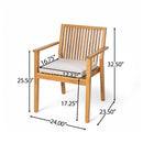 5-Piece Acacia Wood Outdoor Dining Set, Patio Table & Chairs with Removable Cushions by HouseOfZazla