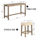 4-Piece Bar Table Set with Power Outlet, Dining Bar Table and Chairs Set, Bar Table Set with 3 Padded Stools for Living Room, Dining Room, Game Room, Brown by Montret