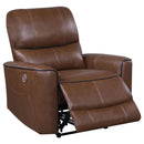 Denson - Upholstered Power Recliner Chair With USB Charging And Smooth Button Recline - Brown by HouseOfZazla
