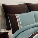 Tolbert 8 Pc Teal & Brown Geometric Embroidered Comforter Set