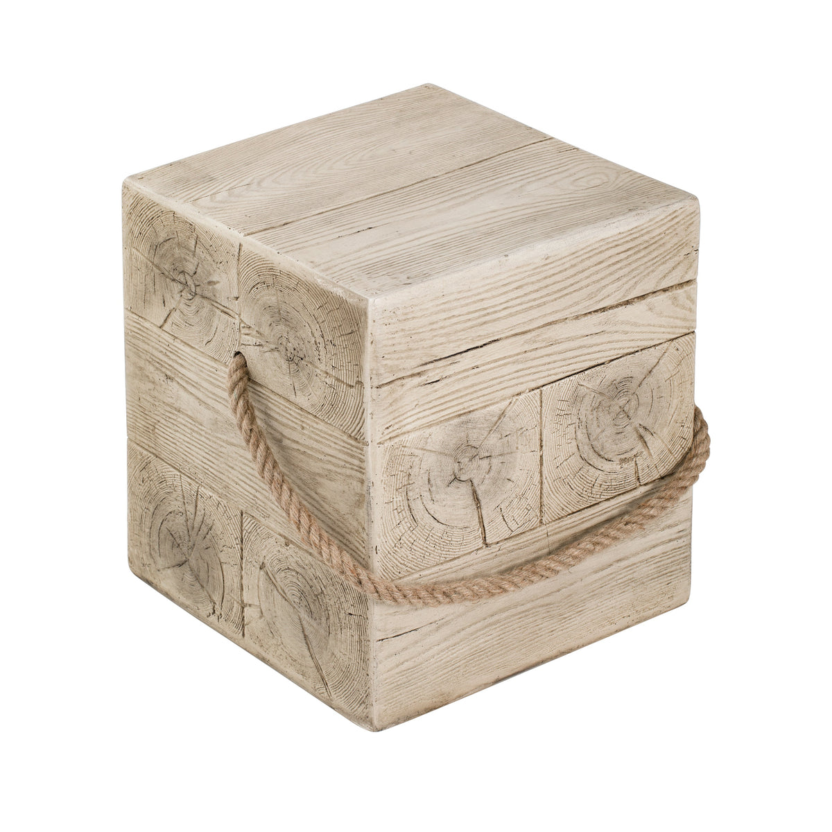 Outdoor Wood Grain Square MGO Side Table with Simulated Braided Cord, photo 9 of 10