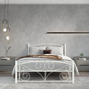 Full Size Unique Flower Sturdy System Metal Bed Frame with Headboard
