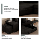 Modern L-Shape 3 Seat Reversible Sectional Couch, Pull Out Sleeper Sofa With Storage Chaise And 2 Stools For Living Room Furniture Set by HouseOfZazla