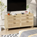 Rattan Dresser With 6 Drawers, Legs & Handles, Storage Cabinet - Natural by Unique Piece Furniture
