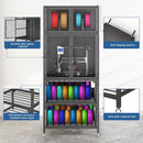3D Printer Cabinet With Double Layer Filament Storage, Noise Reducing Design - Black by Unique Piece Furniture