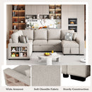 U-Shaped Sectional Sofa Pull-Out Sofa Bed With Two USB Ports, A Storage Chaise Lounge And Four Back Pillows For Living Room by HouseOfZazla