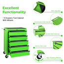 Rolling Metal Tool Chest with 5 Drawers, 20" Steel Cabinet - Green by HouseOfZazla