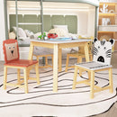 Kids Table and Chair Set, 5-Piece with Animal Designs