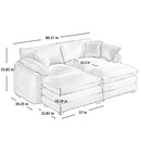 Modern Oversized Modular Cushion Sofa With Ottoman, Low Back, Deep Seating Sofa Set by Unique Piece Furniture
