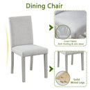 5 Piece Wooden Dining Table Set, Kitchen Table Set with a Rectangular Table and 4 Upholstered Chairs, Wooden Dining Room Table with Crystal Decoration and Chairs Set for Kitchen, Dining Room, Gray