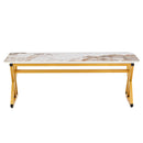 A modern minimalist style marble patterned coffee table with golden metal legs. Computer desk. Game table. Tea table. CT-XX
