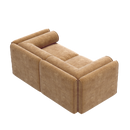 Stylish Camel Chenille 2-Seater Sofa with Storage Seat and Cylindrical Backrest