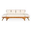 Outdoor Patio Daybed Sofa, 3 Seat Sofa With Foldable Arm 4 Back Pillows
