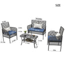 4 Pieces Rattan Wicker Chairs With Tempered Glass Table And Cushions by HouseOfZazla