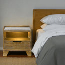 Garcia - Nightstand With LED And USB Port - Light Brown by HouseOfZazla