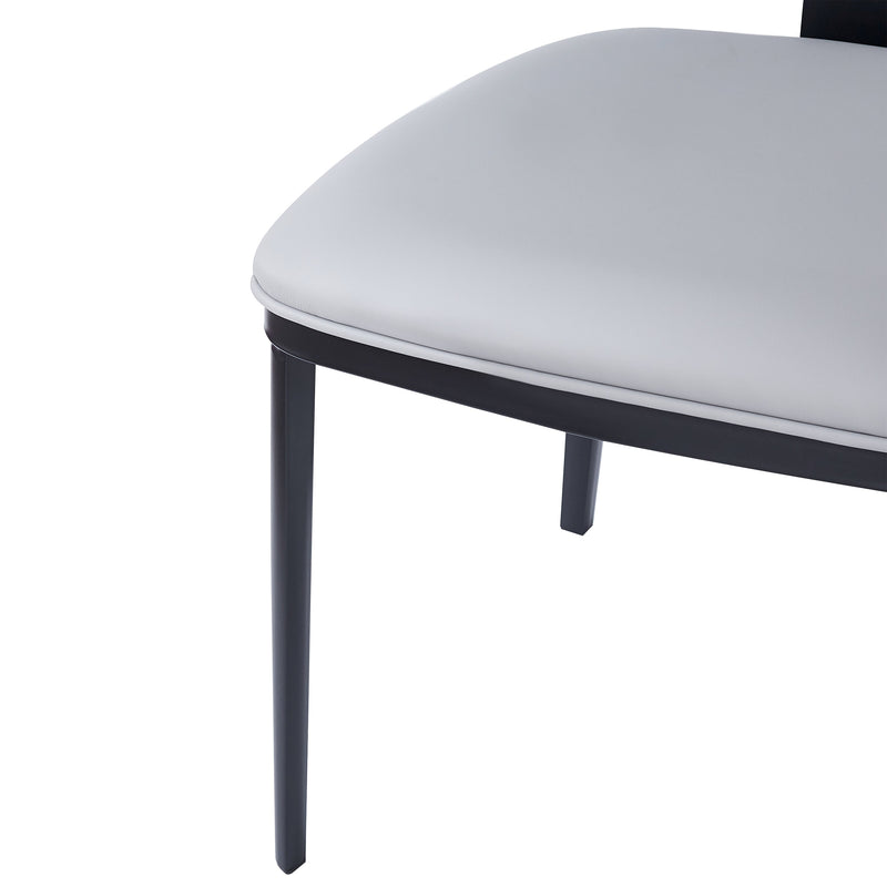 7-Piece Modern Dining Set with Wood, Faux Leather, and Metal Frame Gray+Black+Natural Finish