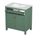 Bathroom Vanity With Ceramic Sink, Modern Single Bathroom Cabinet With 2 Doors And A Shelf, Soft Close Doors by HouseOfZazla