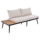 6-Piece Outdoor Sectional Sofa Set with Round Nesting Coffee Tables and Seating Sofa with Cushions for Patio, Porch and Garden (Beige)