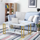 2-Tier Rectangular Modern Coffee Table with Gold Print Metal Frame by LJGDeals