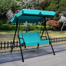 Loveseat Cushioned Patio Steel Frame Swing Glider -Black by DirectDeals