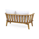 Outdoor Wooden Loveseat with Cushions - White/Teak