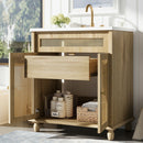 Bathroom Vanity With Handwoven Rattan Doors, Resin Basin - Natural Wood by HouseOfZazla