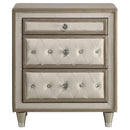 Antonella Upholstered 3-drawer Nightstand Ivory and Camel