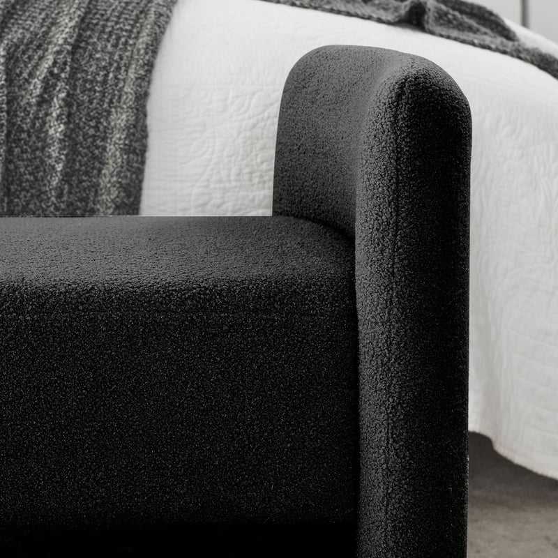 52" Bench for Bedroom End of Bed Modern Contemporary Design Ottoman Couch Long Bench Window Sitting Fireplace Bench, Teddy