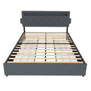 Bed With USB Charging Station, LED Lights, Headboard & Storage Drawers