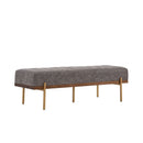 Thorian - Luxury Upholstered Ottoman Bench With Channel Tufting And Metal Base - Gold / Gray