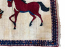 3.5 X 5 Handmade Hand-Knotted Quality Wool Pictorial Brown Horses Animal Rug