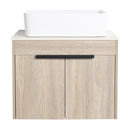24" Modern Design Float Bathroom Vanity With Ceramic Basin Set, Wall Mounted White Oak Vanity With Soft Close Door, KD-PackingD-Packing Pieces