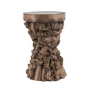 Brown Mulberry and Paulownia Wood Accent Table with Organic Tree Root Base