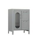 24" Bathroom Vanity with Sink, Bathroom Vanity Cabinet with Two Drawers and Door, Adjustable Shelf, Solid Wood and MDF, Grey