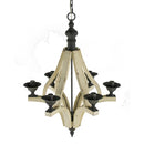 6 - Light Wood Chandelier, Hanging Light Fixture with Adjustable Chain for Kitchen Dining Room Foyer Entryway, Bulb Not Included