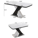 Rectangle Dining Table, Stretchable, Table Top With X Shape And Legs And Base - White / Black by HouseOfZazla