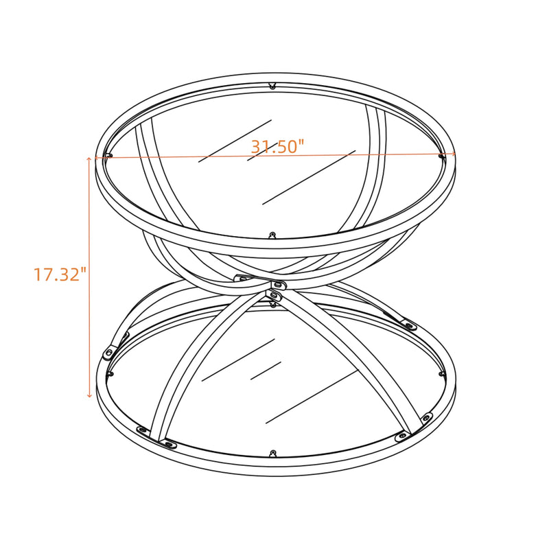 31.50'' Modern Glass Coffee Table with 2 Tiers, photo 4 of 10